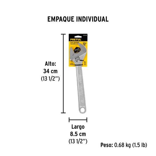 Llave ajustable (perico) 12' cromada, Pretul