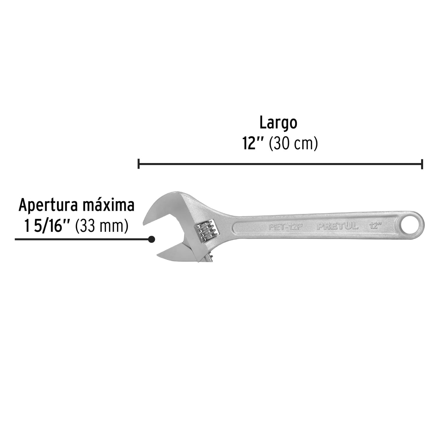 Llave ajustable (perico) 12' cromada, Pretul