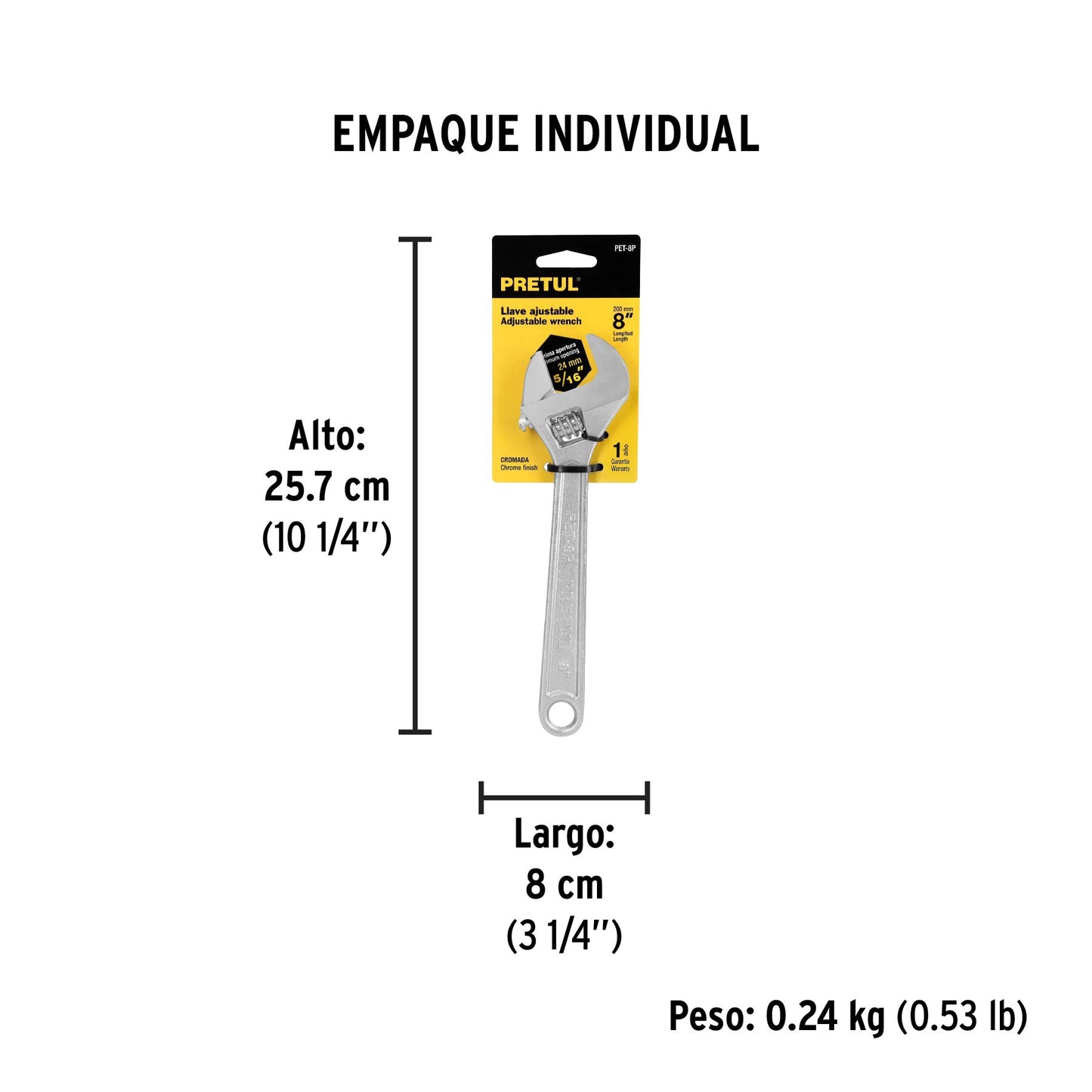 Llave ajustable (perico) 8' cromada, Pretul