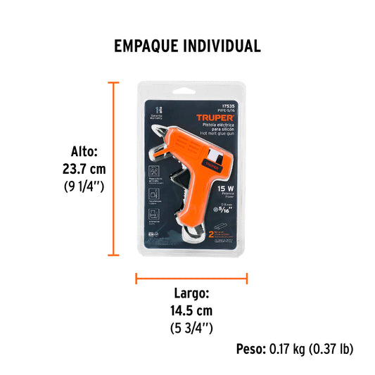 Pistola eléctrica de 20W para silicón de 5/16', 127V, TRUPER