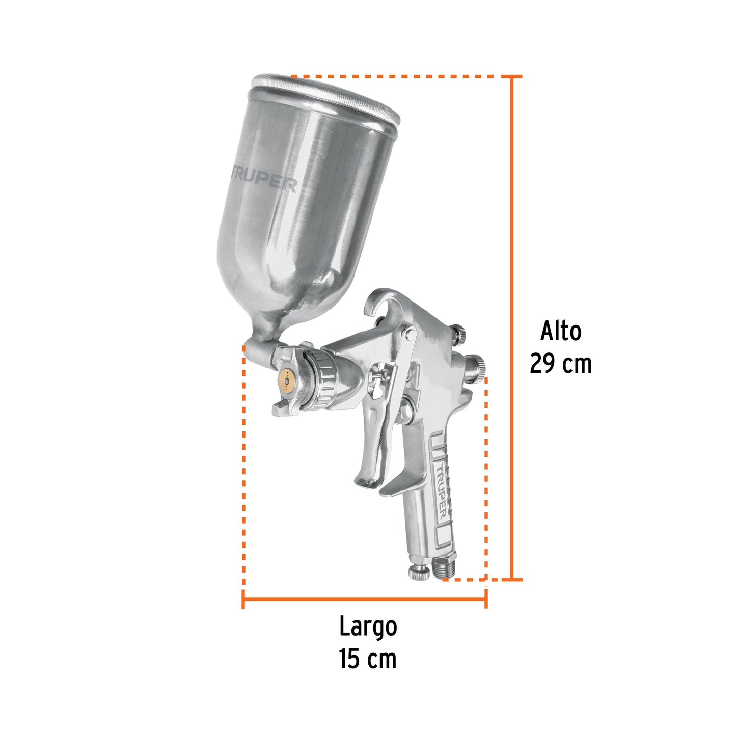 Pistola p/pintar gravedad LVMP vaso aluminio, 1.7 mm, Truper