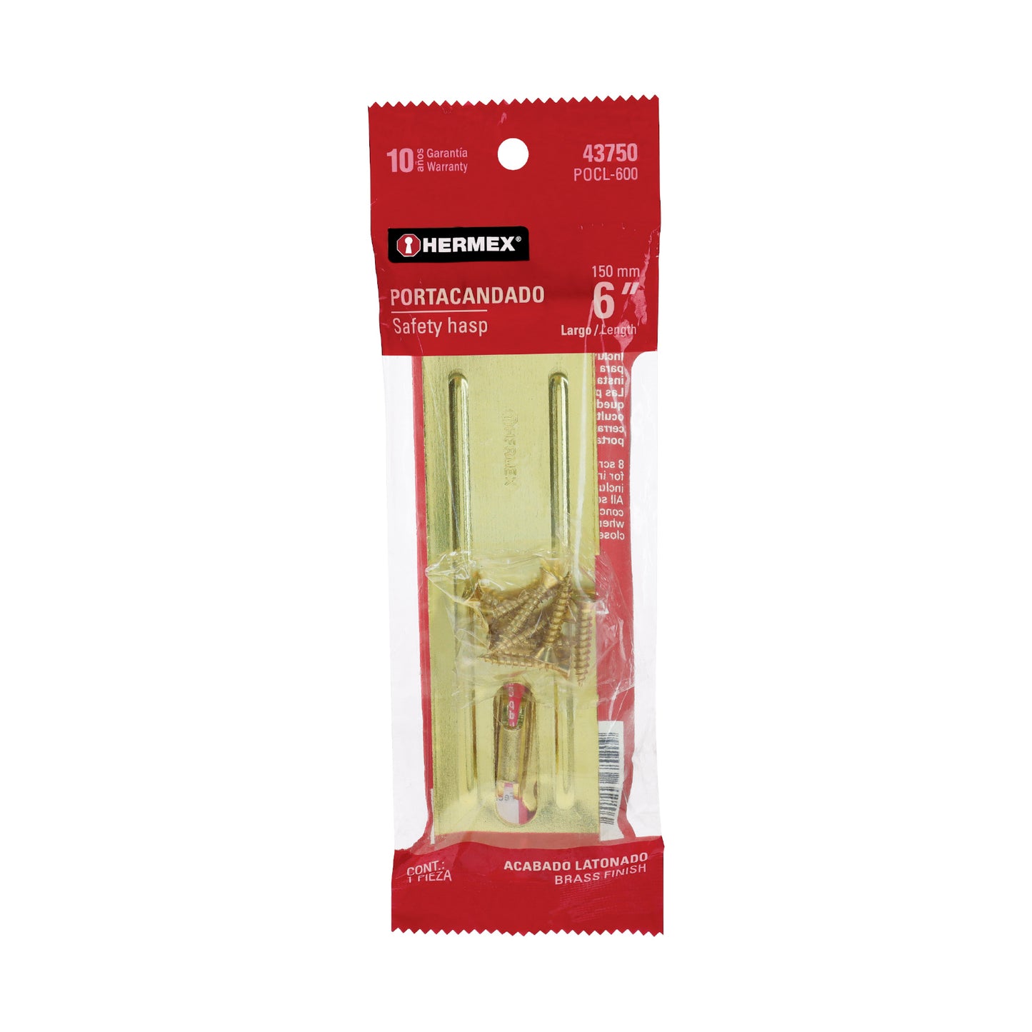 Portacandado de acero latonado 6', HERMEX