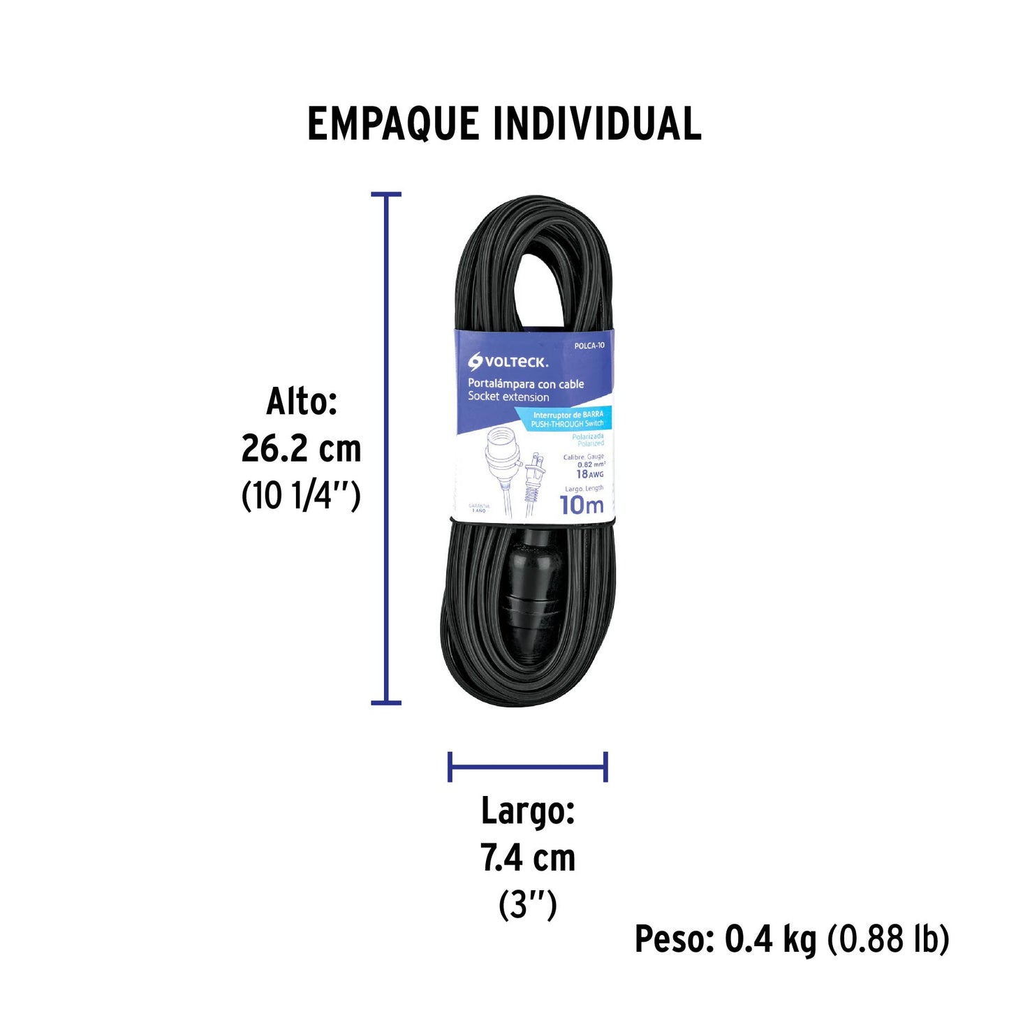 Portalámparas con cable de 10 m, VOLTECK