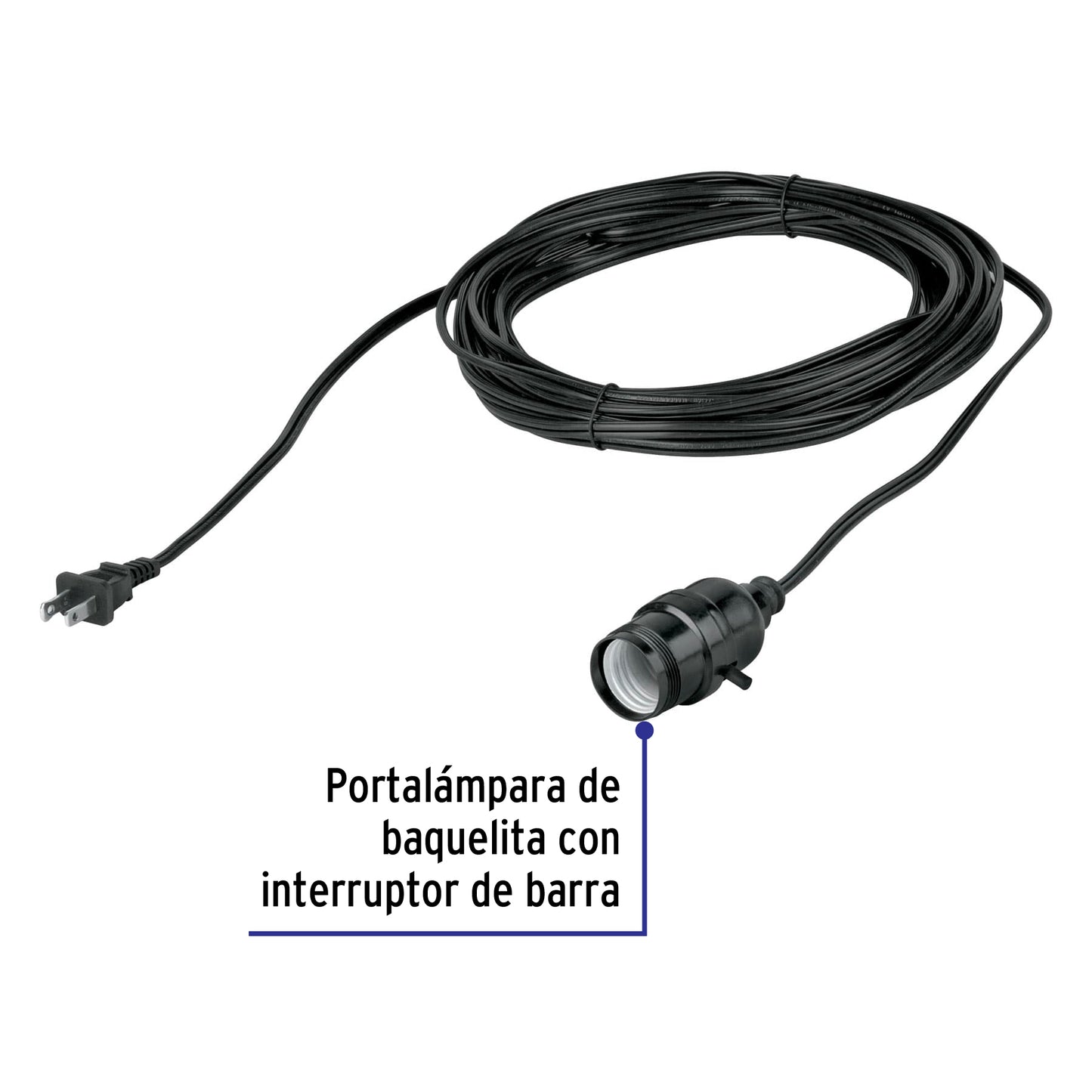 Portalámparas con cable de 10 m, VOLTECK