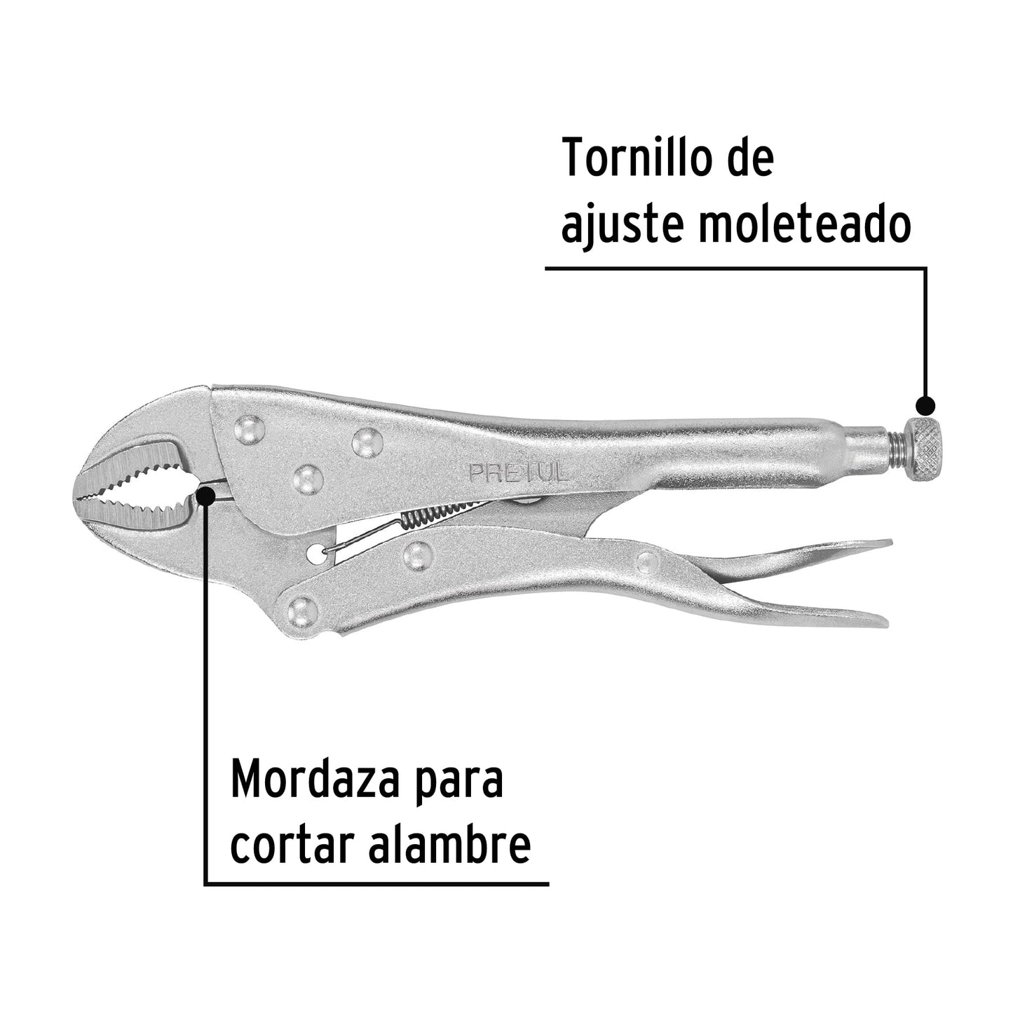 Pinza de presión 10' mordaza curva, Pretul