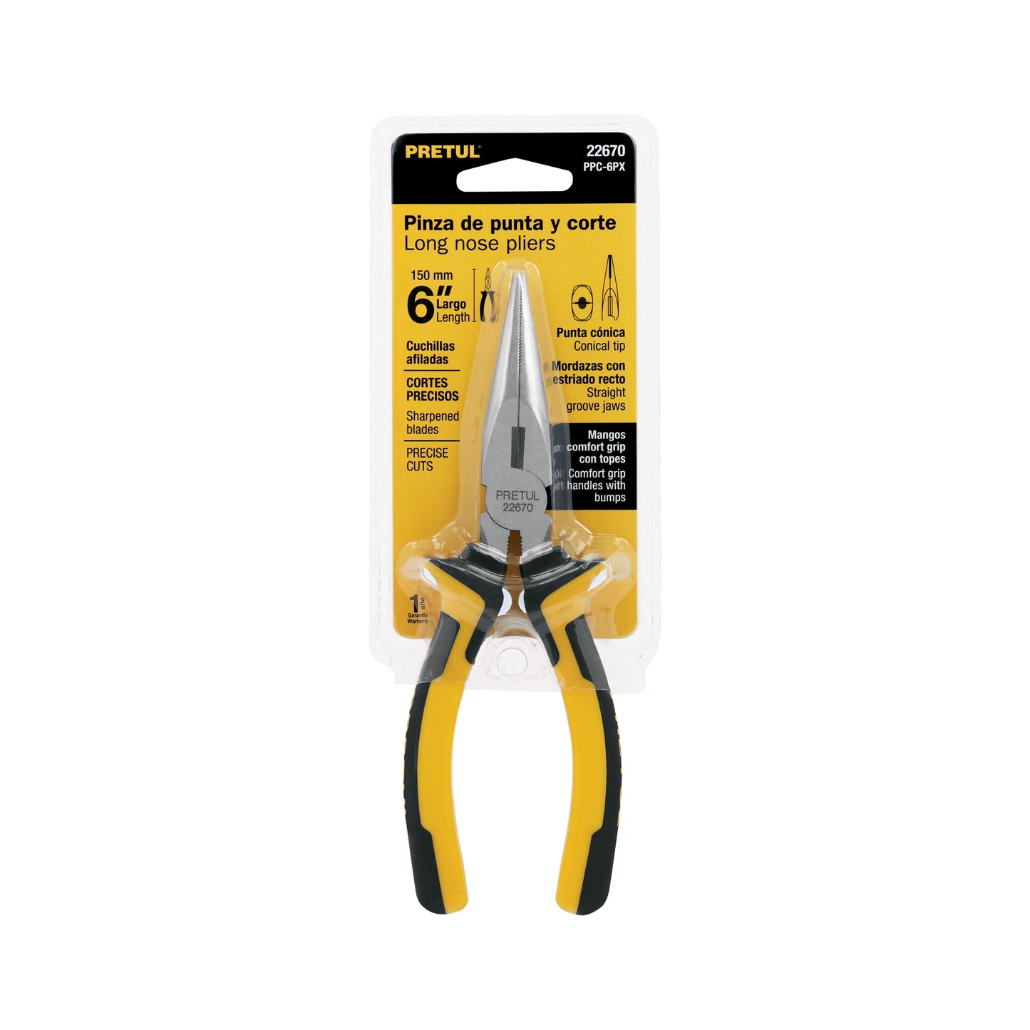 Pinza de punta y corte 6' mango Comfort Grip, Pretul