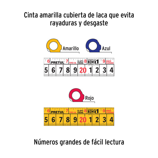 Flexómetro 5 m cinta 19 mm, display box con 12 pzas, PRETUL