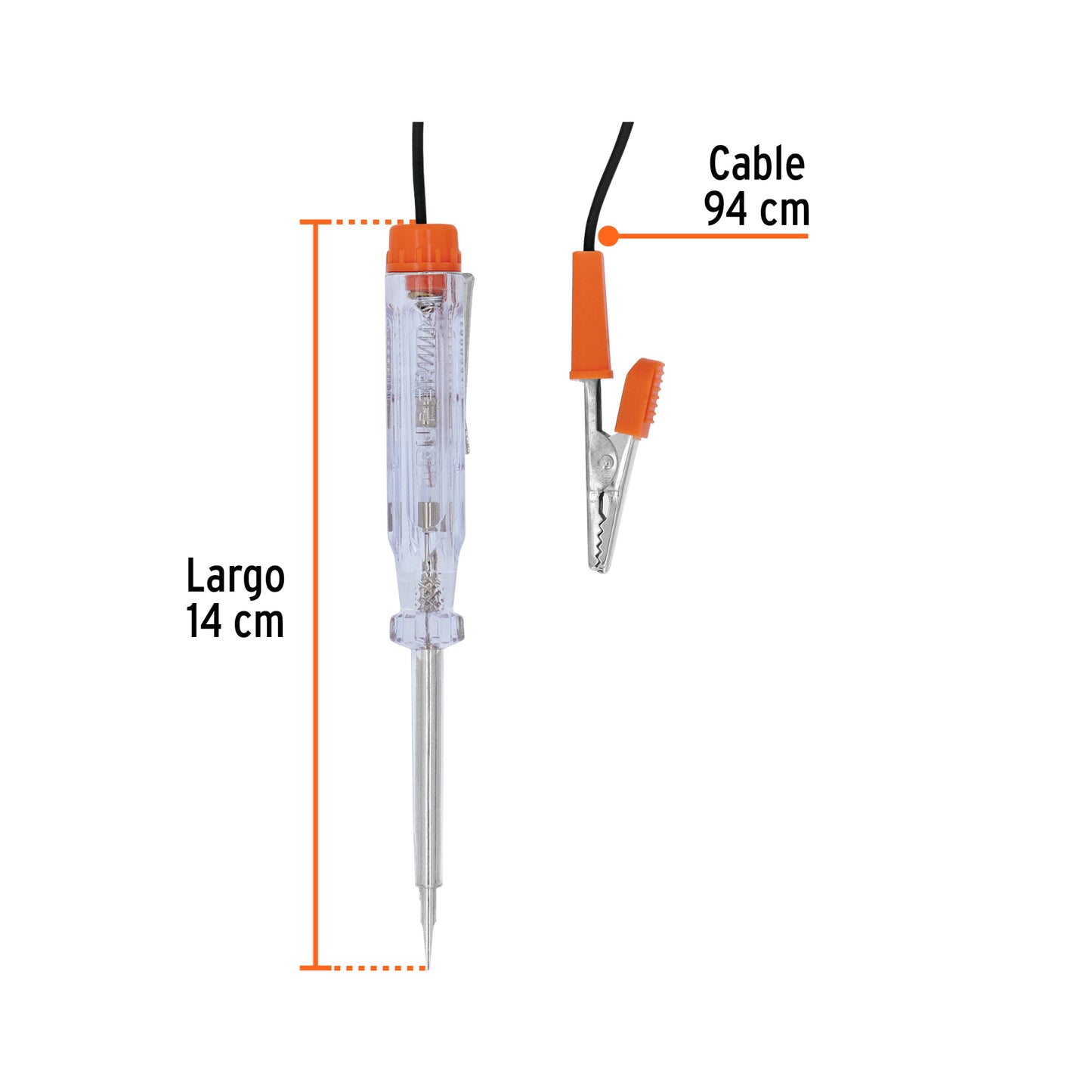 Probador de circuitos de corriente directa 14 cm c/caimán