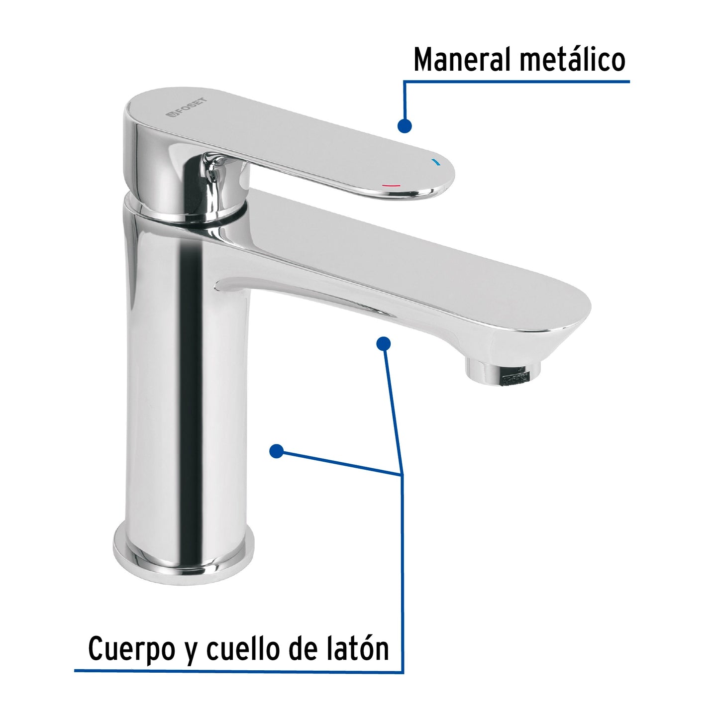 Monomando corto para lavabo, cromo, FOSET RIVIERA