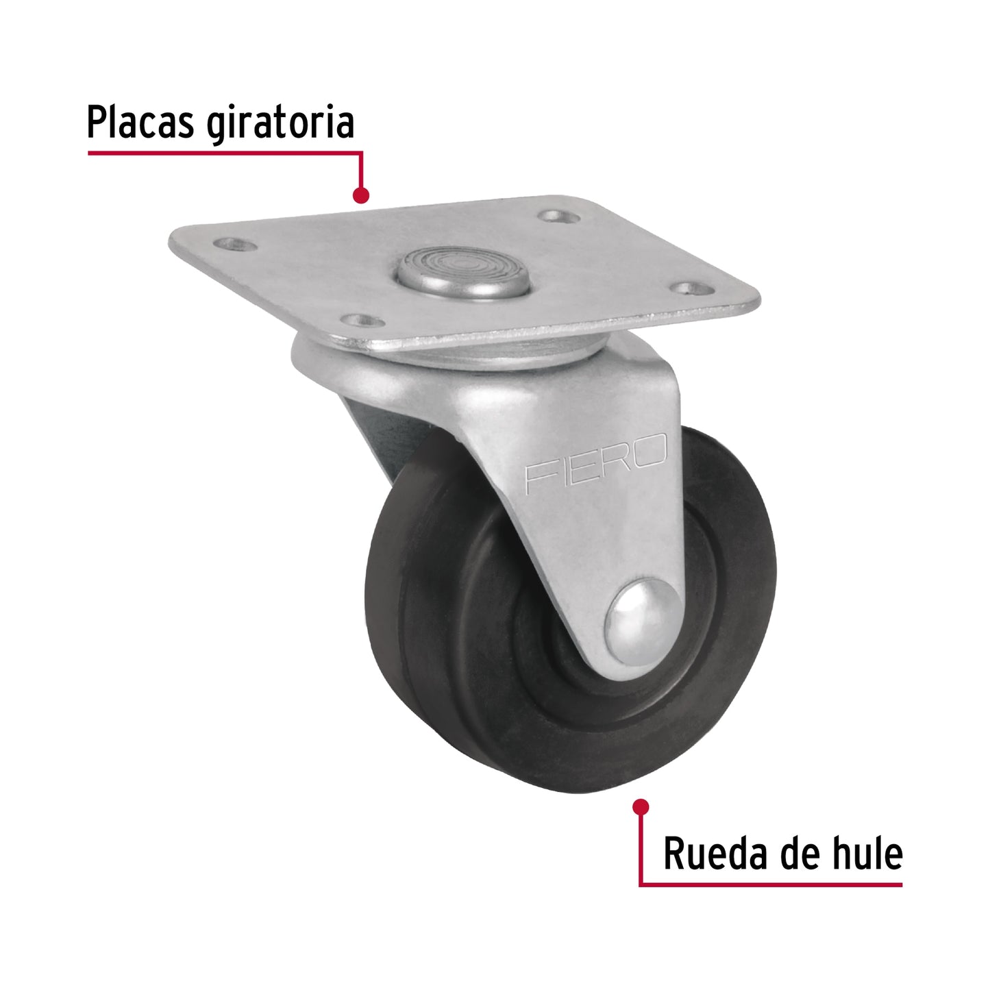 Rodaja hule 2', placa giratoria c/buje, carga 25kg, FIERO