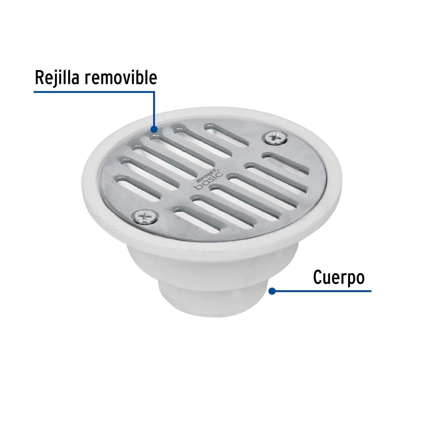 Resumidero polipropileno, redondo, modelo 'A', 3-3/4', Basic