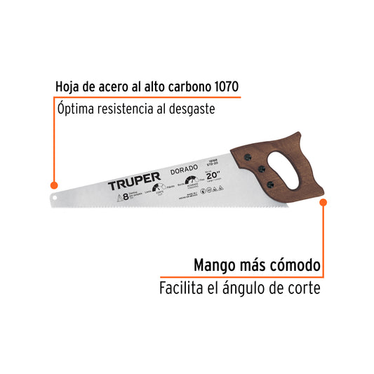 Serrucho 20' Dorado, 8 DPP, Truper