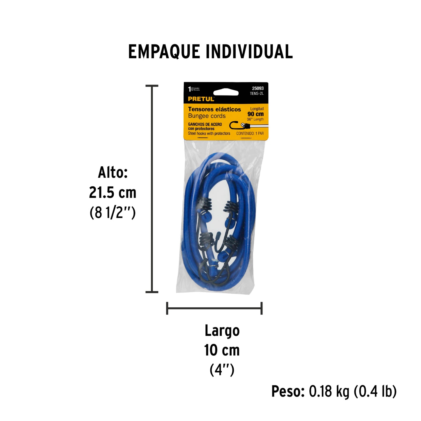 Bolsa con 2 tensores elásticos azules de 90 cm, Pretul