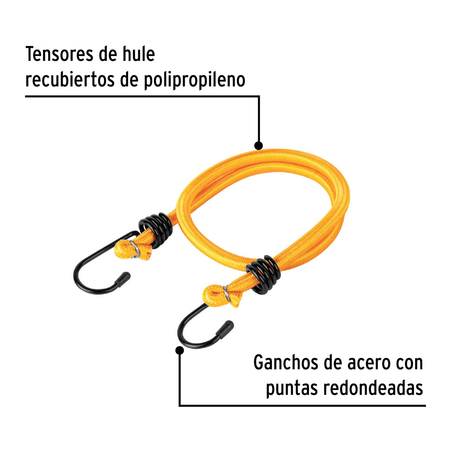 Bolsa con 2 tensores elásticos amarillos de 60 cm, Pretul