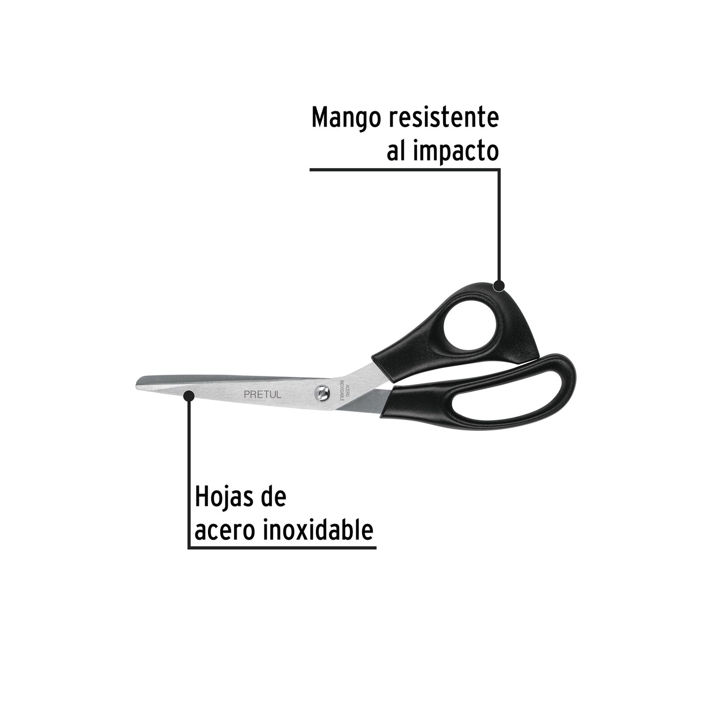 Tijera 8' de acero inoxidable para casa y oficina, PRETUL