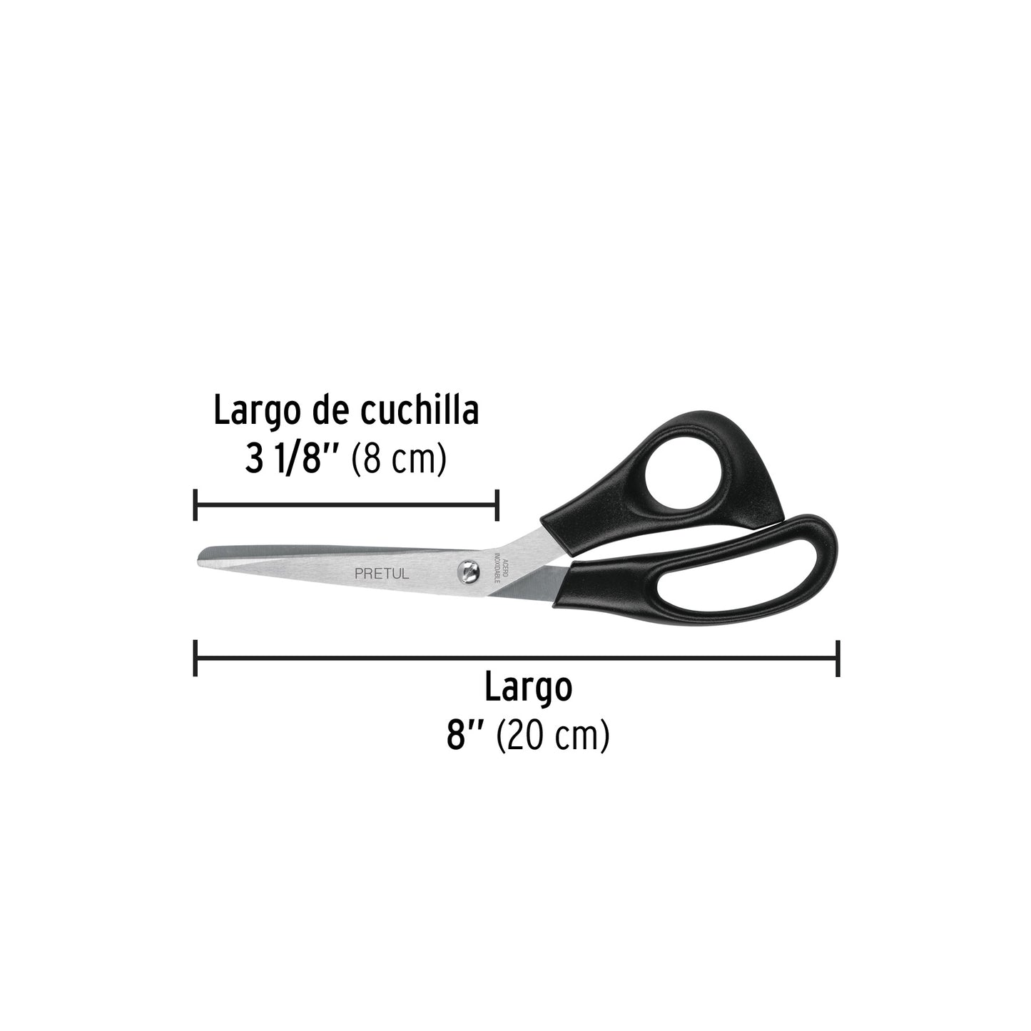 Tijera 8' de acero inoxidable para casa y oficina, PRETUL