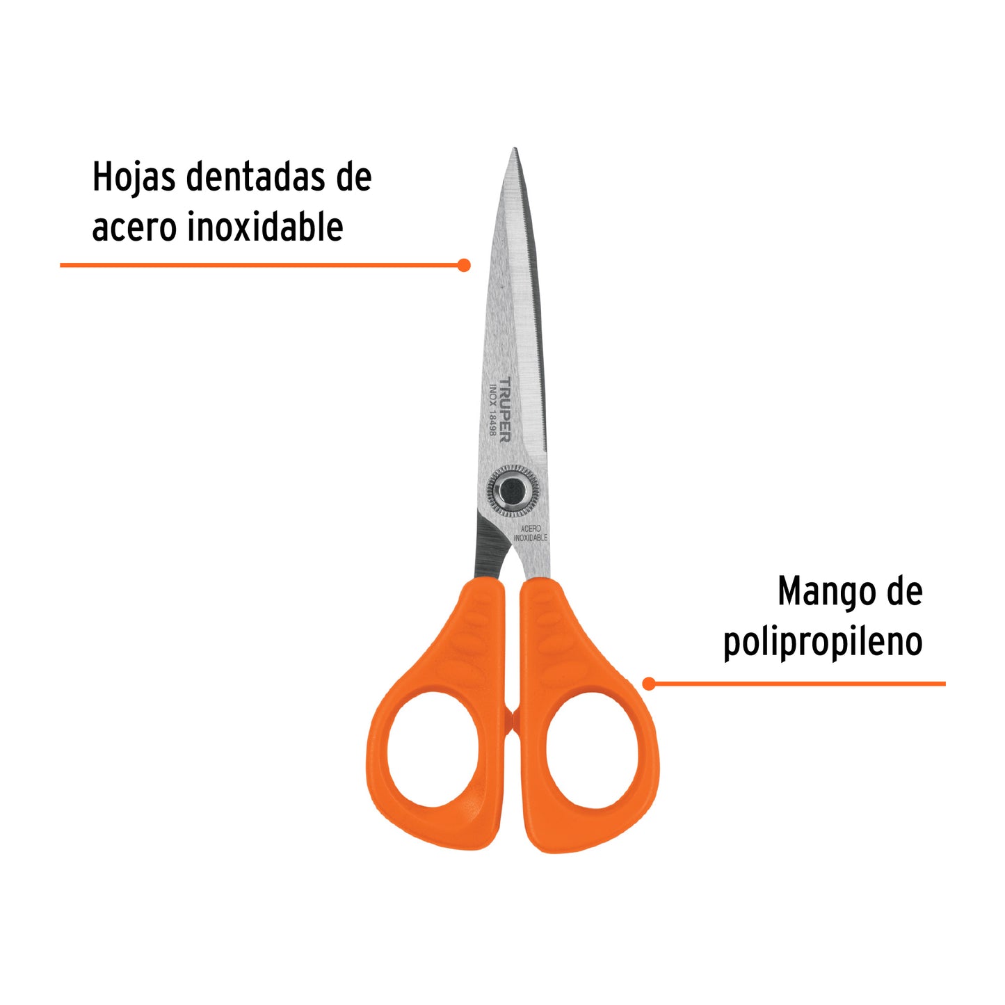 Tijera 6-1/2' de acero inoxidable para oficina, TRUPER