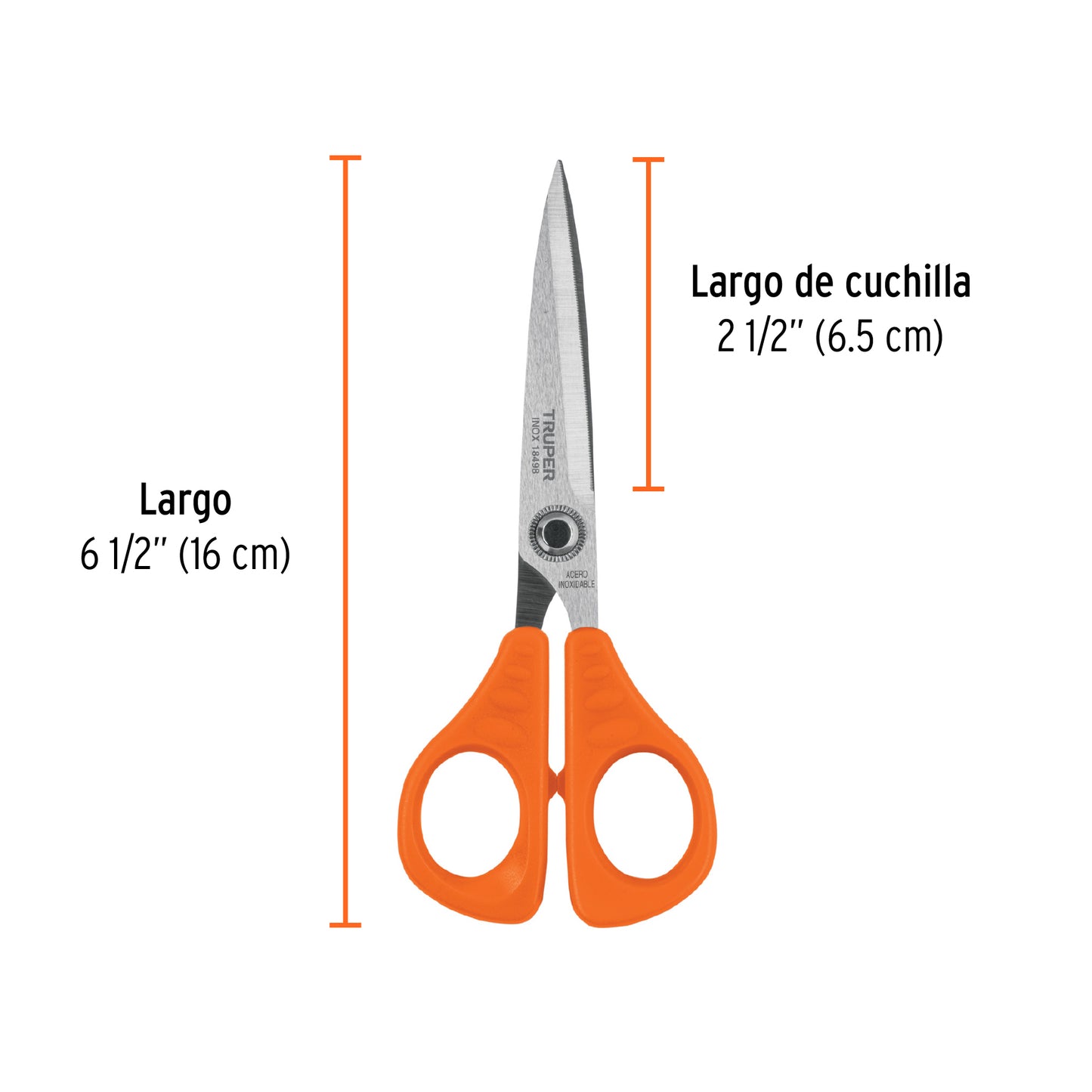 Tijera 6-1/2' de acero inoxidable para oficina, TRUPER