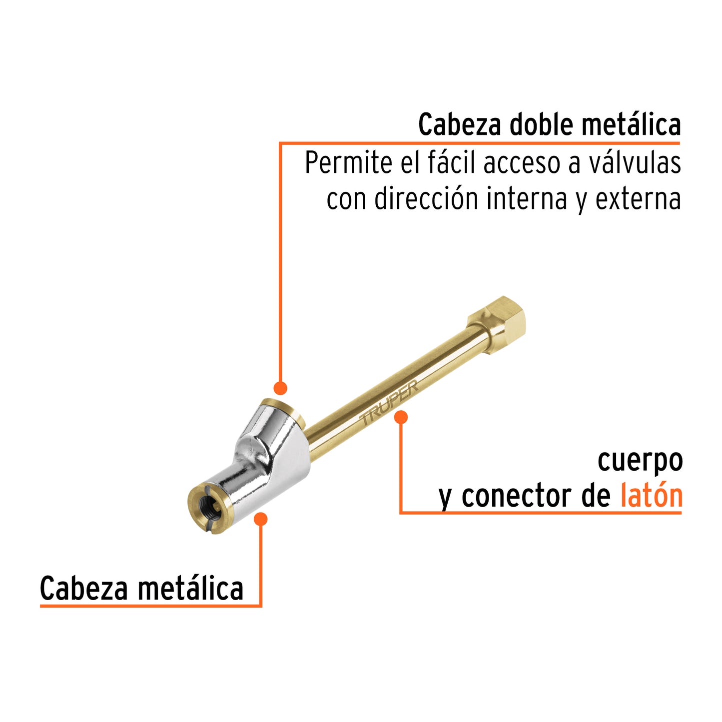 Inflador de cabeza doble, cuerda 1/4' NPT, TRUPER