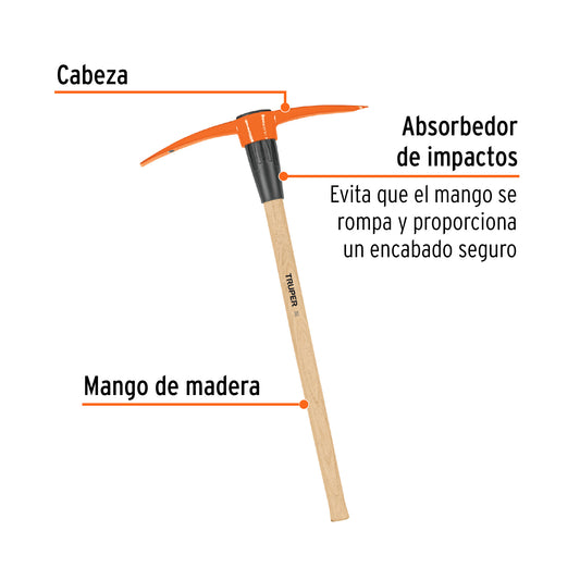 Zapapico 5 lb, mango de madera 36', Truper