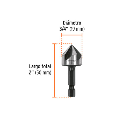 Avellanador HSS cambio rápido 3/4', Truper