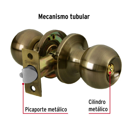 Cerradura tipo esfera, tubular, recámara, antiguo, BASIC