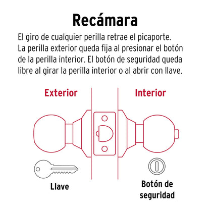 Cerradura tipo esfera, tubular, recámara, antiguo, BASIC