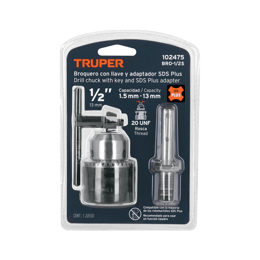 Broquero 1/2' con llave y adaptador SDS Plus, TRUPER