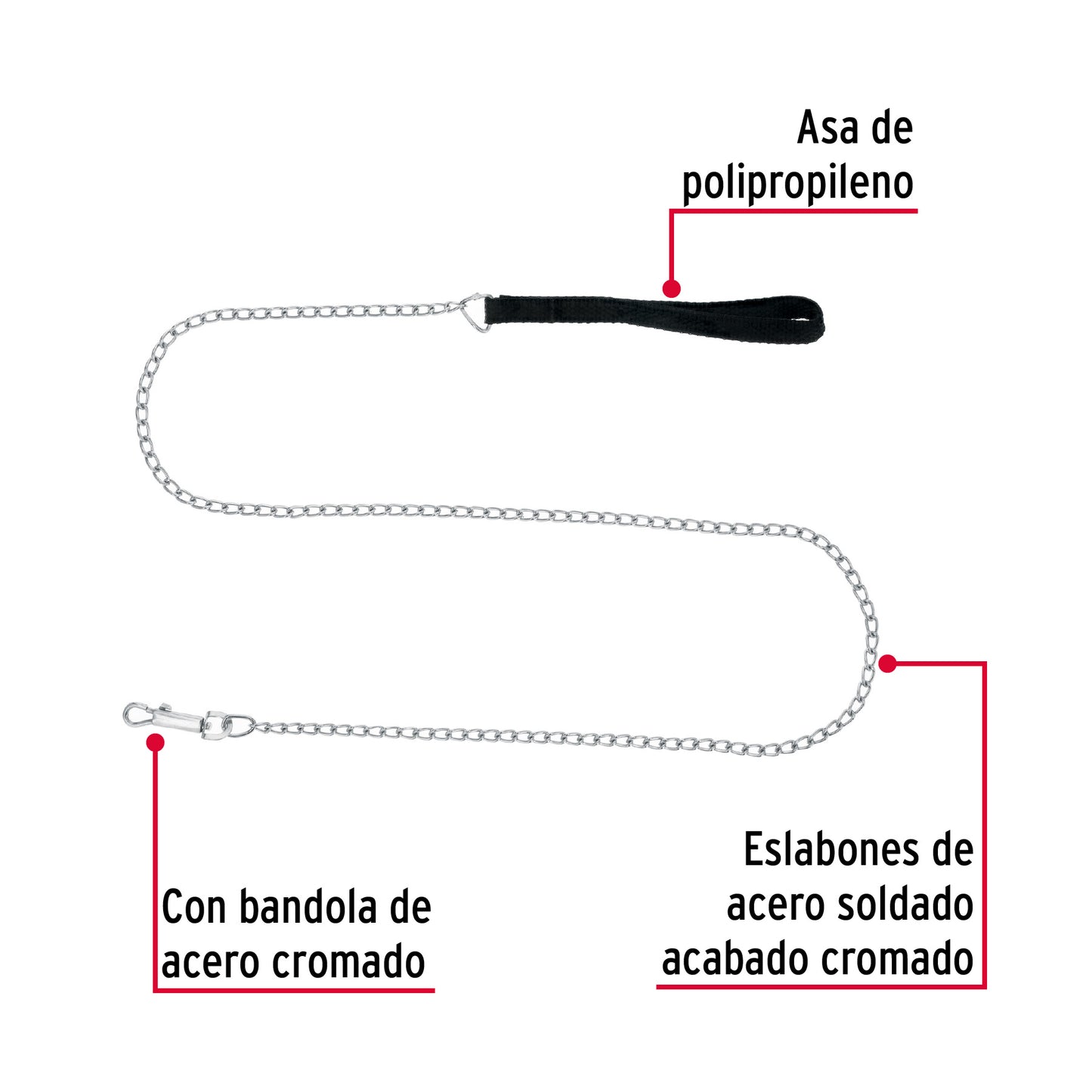 Cadena de paseo para perro de 1.2 m x 2 mm, FIERO
