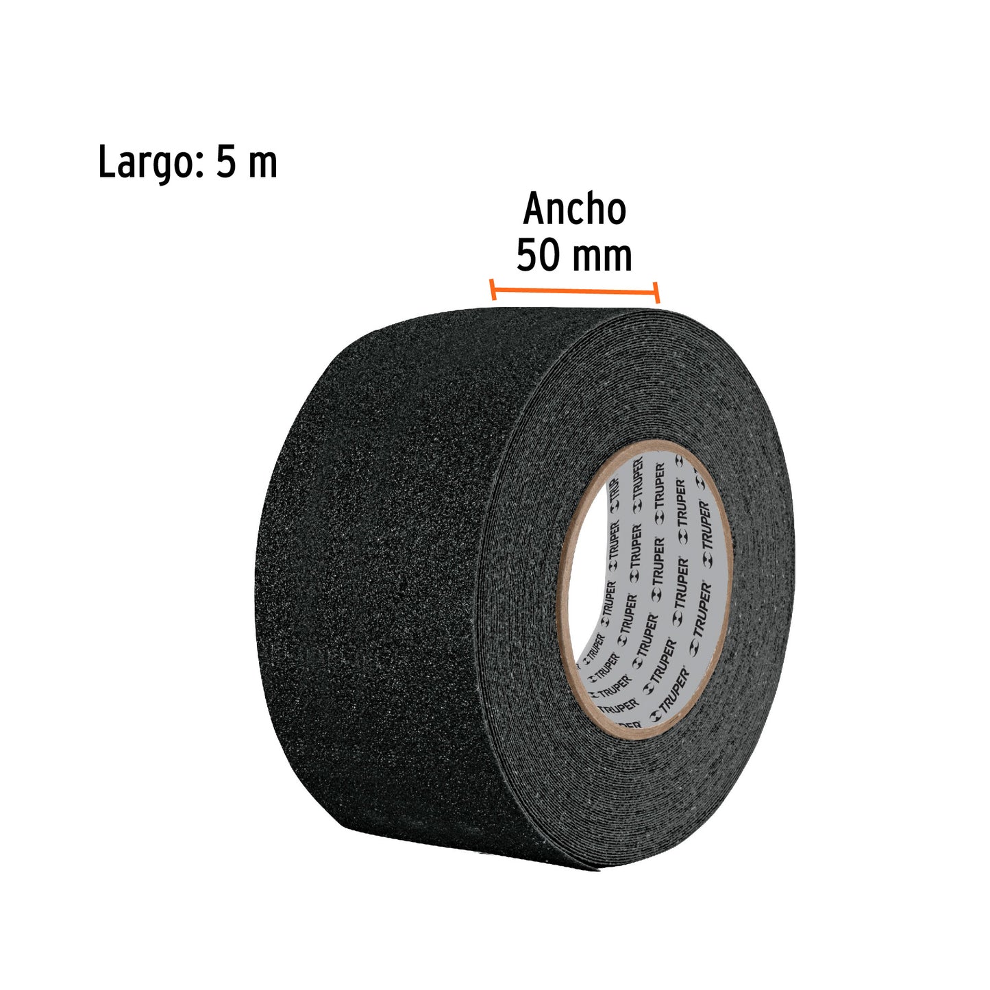 Rollo de 5 m de cinta antiderrapante negra 50mm con abrasivo