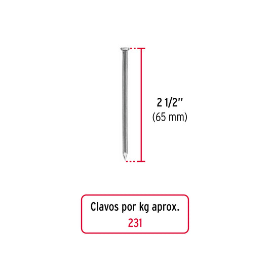 Kilo de clavo estándar 2-1/2' con cabeza