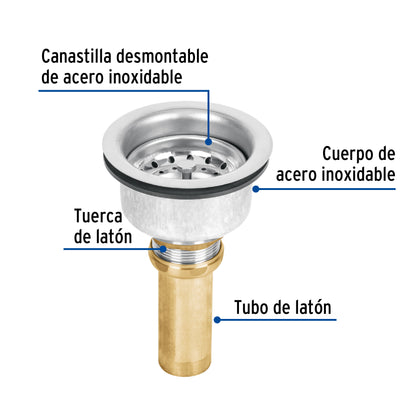 Contracanasta 3-1/2' inox, instalafácil, cpo profundo, Foset