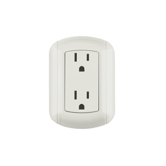 Contacto de sobreponer dúplex 2 polos+ tierra, ABS, Volteck