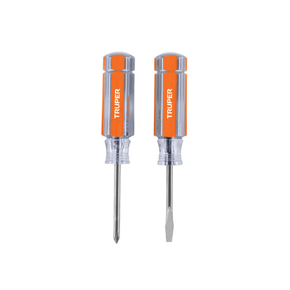 Dúo de mini desarmadores mango de acetato, Truper