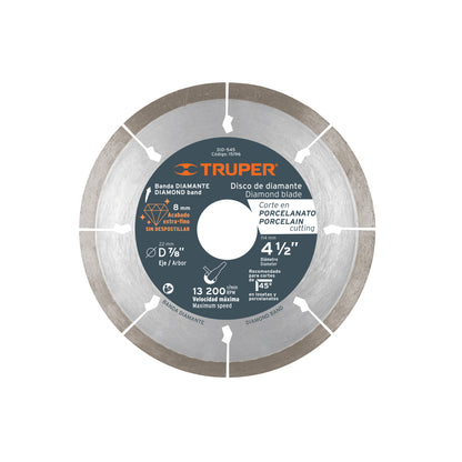 Disco de diamante de 4-1/2' x 1.3 mm, corte de porcelanato