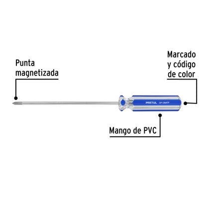 Desarmador de cruz 1/8' x 4' mango de PVC, Pretul