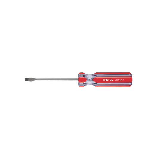 Desarmador plano 1/4 x 4' mango de PVC, Pretul