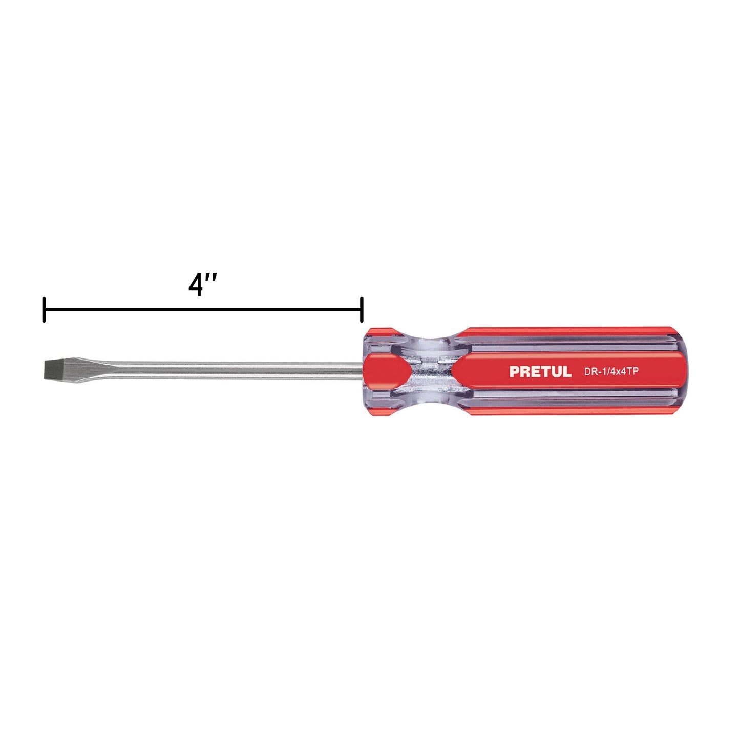 Desarmador plano 1/4 x 4' mango de PVC, Pretul