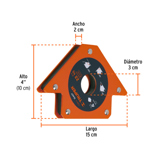 Escuadra magnética p/soldar, 4', capacidad 22 kg, TRUPER