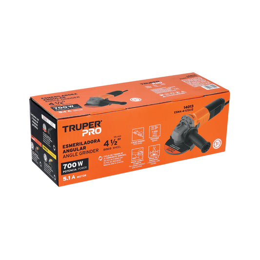 Esmeriladora angular 4-1/2', 700W, TRUPER PRO