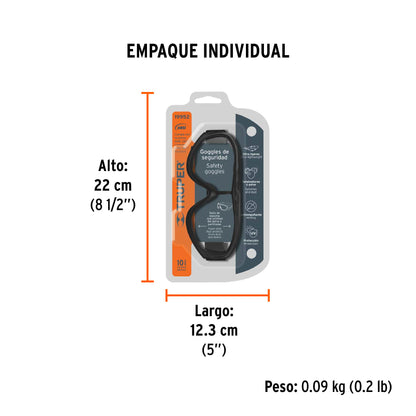 Goggles de seguridad ultra ligeros, antiempaño, Truper