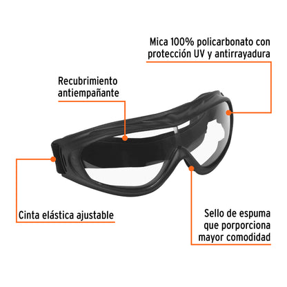 Goggles de seguridad ultra ligeros, antiempaño, Truper