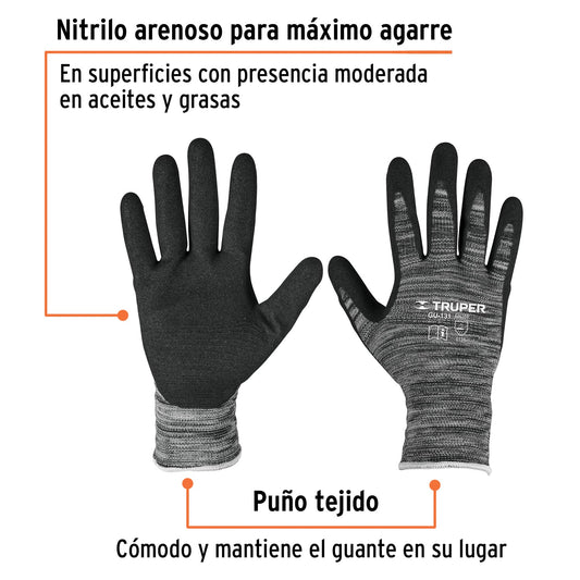 Guantes de nylon recubiertos de nitrilo arenoso, CH, TRUPER
