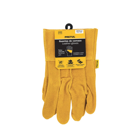 Guantes de carnaza, cortos, unitalla, PRETUL