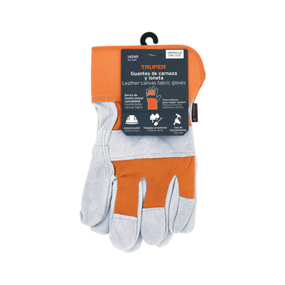 Guantes de carnaza y loneta, unitalla, TRUPER