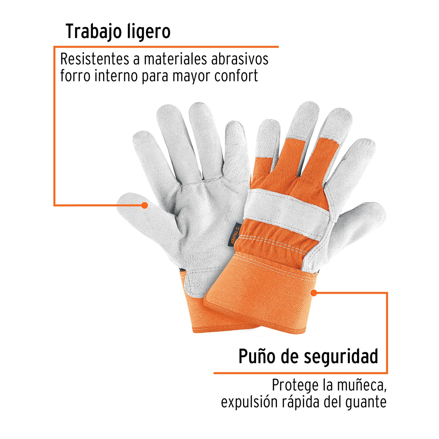 Guantes de carnaza y loneta, unitalla, TRUPER
