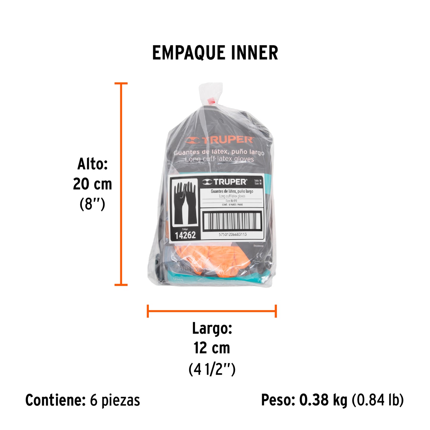 Guantes de látex para limpieza, M, TRUPER