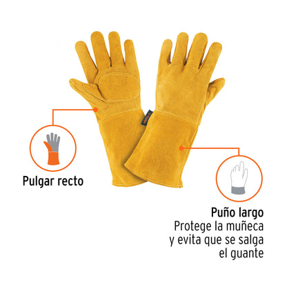 Guantes de carnaza, largos, unitalla, TRUPER