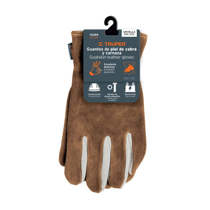 Guantes de piel de cabra con dorso de carnaza, TRUPER