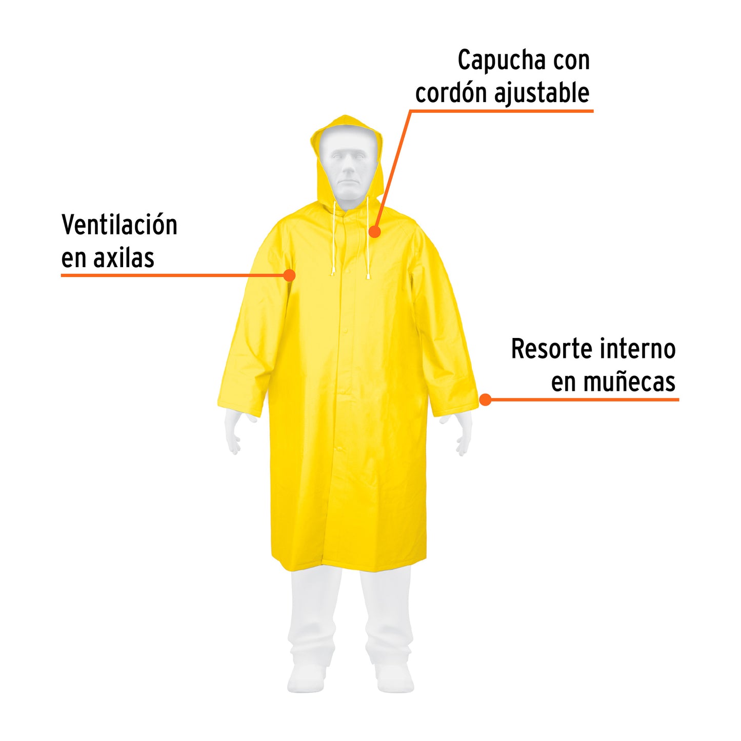 Gabardina impermeable doble capa, talla M, Truper